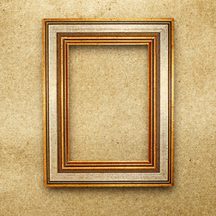 Fototapeta premium ventage wood frame background, on grunge paper texture