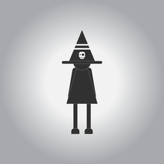 Fototapeta premium Vector illustration in flat design Halloween icon kid wearing witch hat