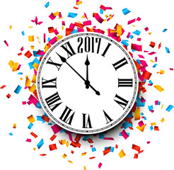 Fototapeta na wymiar 2017 New Year clock background.