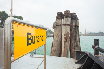 Burano signboard on waterbus stop