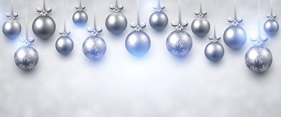 New Year banner with Christmas balls.