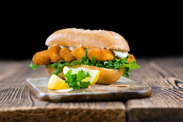 Sandwich with Fish Sticks (selective focus)