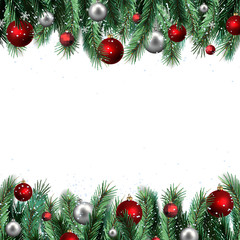 The frame from festive Christmas tree and toys.  vector borders for winter holidays.
