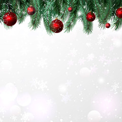 The frame from festive Christmas tree and toys.  vector borders for winter holidays.
