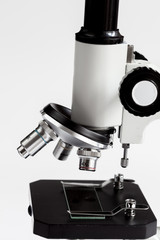 close up macro microscope on white background