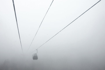 Cableway in fog
