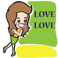 woman in love cartoon vector character