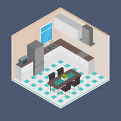 Vector isometric house room