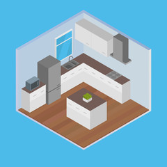 Vector isometric house room