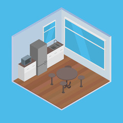 Vector isometric house room