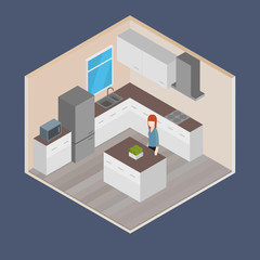 Vector isometric house room