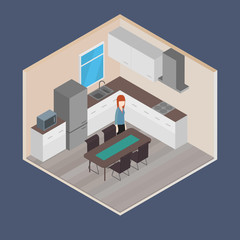 Vector isometric house room