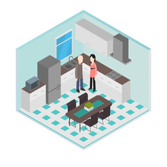 Vector isometric house room