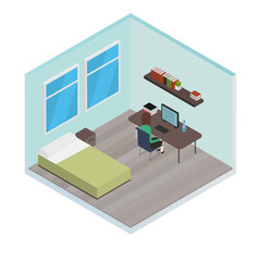 Vector isometric house room