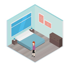 Vector isometric house room
