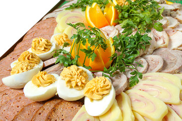 Catering tray with various meats