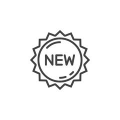 New label, sticker line icon, outline vector sign, linear pictogram isolated on white. logo illustration