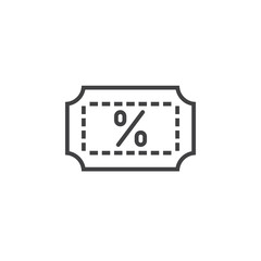 Discount coupon line icon, outline vector sign, linear pictogram isolated on white. logo illustration