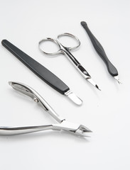 manicure tools set nail care top view