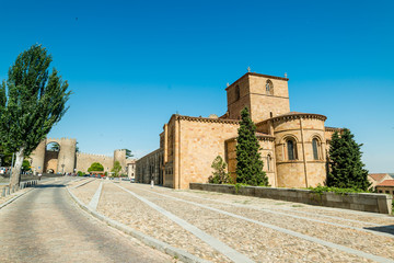 Fototapeta na wymiar San Vicente Roman Church (St. Vincent Roman Church), back side view, Avila city, Castile and Lion region (