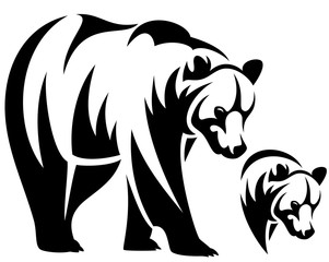 bear emblem black and white vector design
