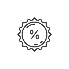 discount sticker, label line icon, outline vector sign, linear pictogram isolated on white. logo illustration
