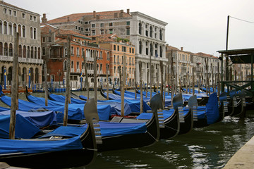 Fototapeta na wymiar blue topped gondolas