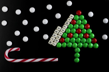 christmas tree shape candy background