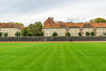 Jogger on a running track