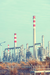 gas processing factory. landscape with gas and oil industry