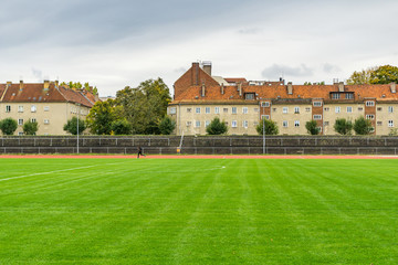 Jogger on a running track