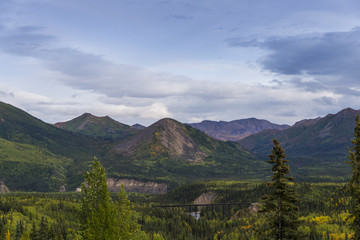 Railway bridge on a valley in Denali national park