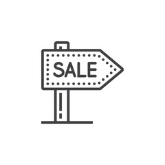 Sale signpost line icon, outline vector sign, linear pictogram isolated on white. logo illustration