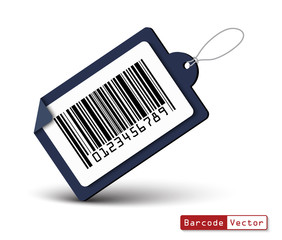 Price tag with bar code on white background