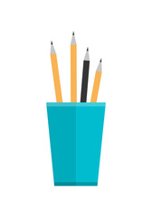 Blue Glass with Pencils