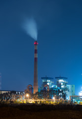 Plakat Refinery industrial plant with Industry boiler at night