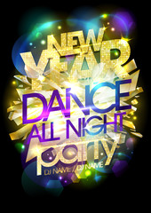 New year dance party design concept, copy space for text, bright fashion crystals