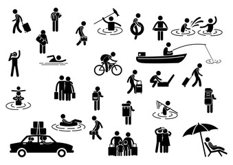 Piktogramme zum Thema Reise und Urlaub