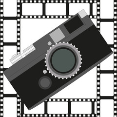film camera and film isolated on white background