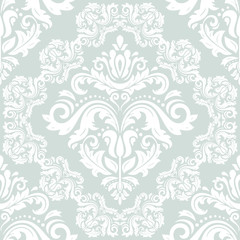 Fototapeta premium Seamless classic vector light blue and white pattern. Traditional orient ornament
