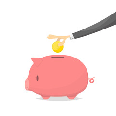 Piggy bank saving money concept illustration vector