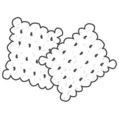 Two cookies logo. Outline drawing of food and desserts.