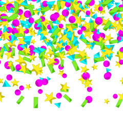 Seamless pattern with colourful sparlking confetti. Bright abstract holiday background