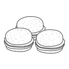 Macaroon multicolored color logo. Outline drawing of desserts and pastries.