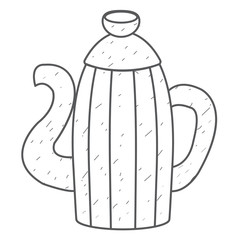 Kettle for coffee or cocoa outline drawing.