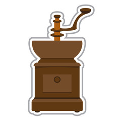 Vintage manual coffee grinder color illustration.