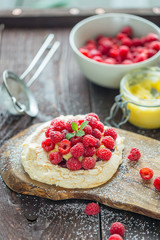 Raspberry Cake with Meringue and Lemon Jam