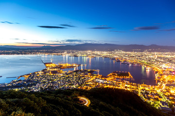 Hakodate City view from Mountain Hakodate, winter season, Hokkai