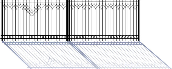 decorated black fence isolated on white