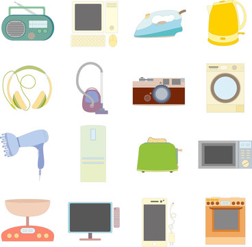 icons household electrical appliances